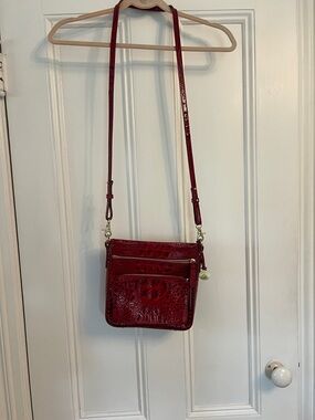 Brahmin Red Embossed Leather Crossbody Bag